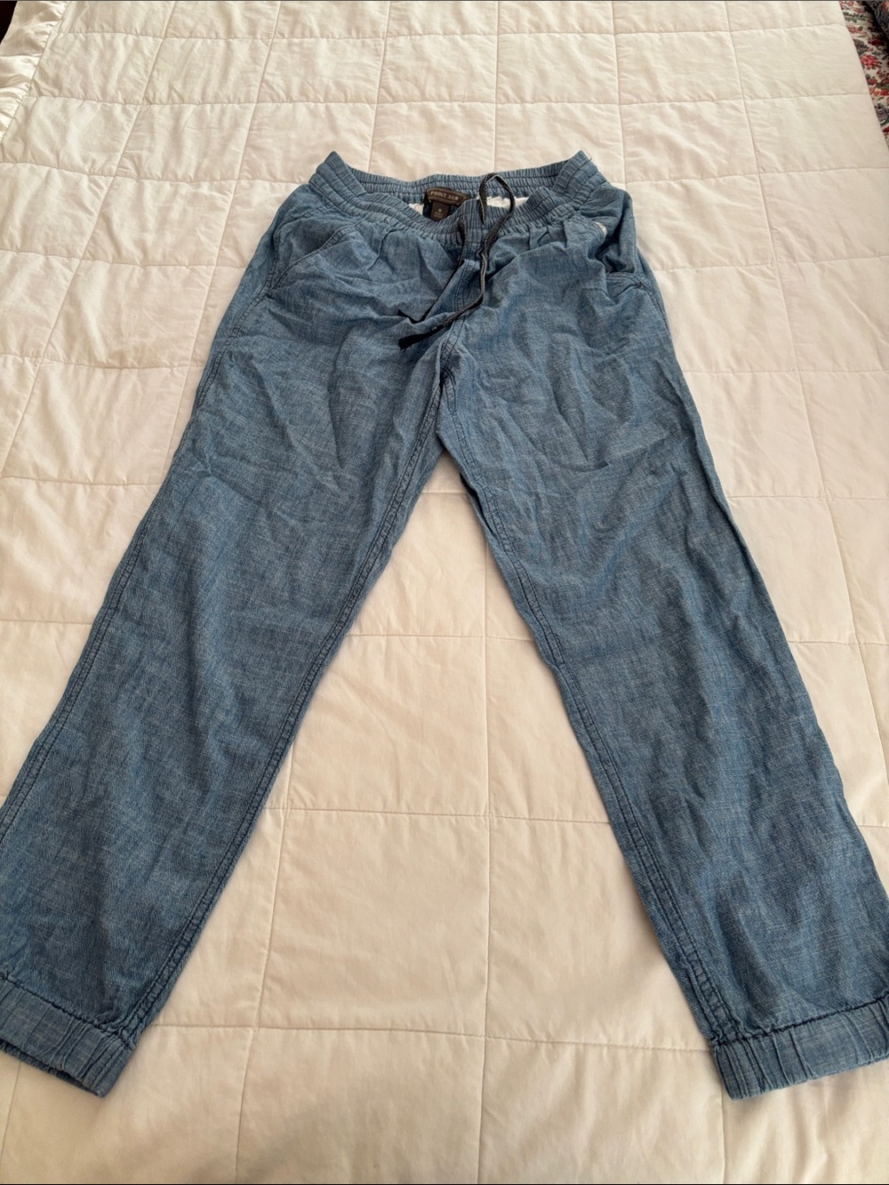J. Crew Point Sur chambray Blue Drawstring lightweight joggers pant  sz 0